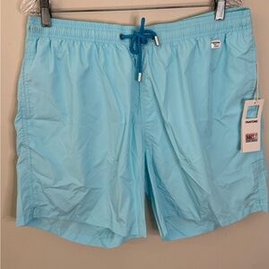 Pantone teal blue swim shorts elastic drawstring waist  pockets mesh lining XXL